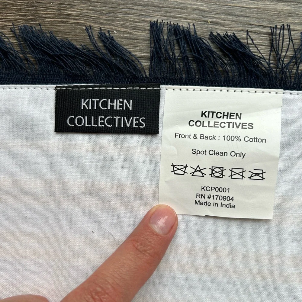 100% cotton, NWT, set of 6 placemats!Navy and Yellow Striped Placemats